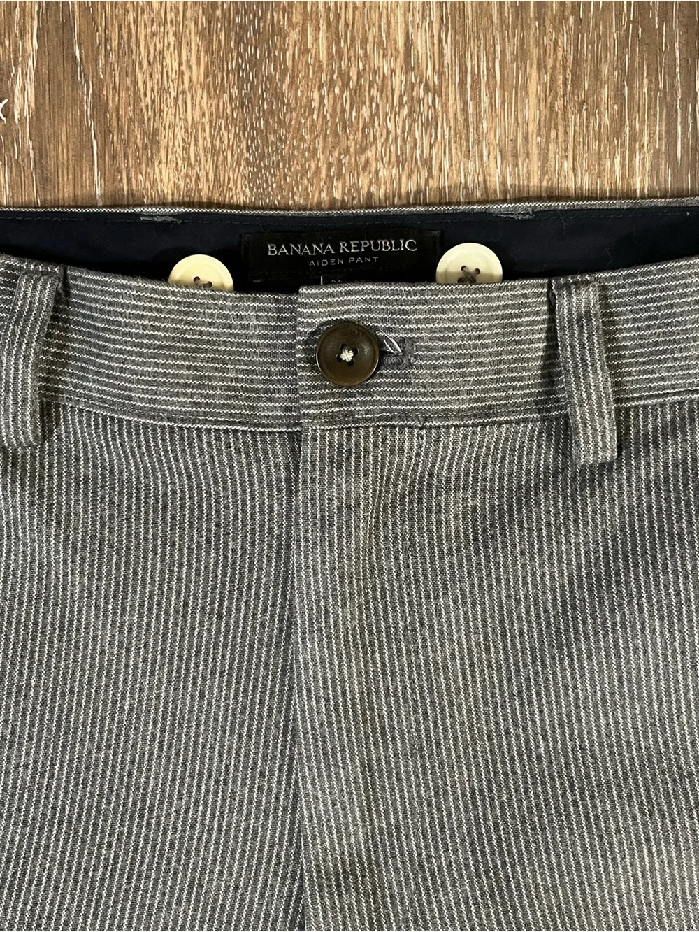Banana Republic Gray and White Engineer Striped Men’s Chinos - Aiden Pant